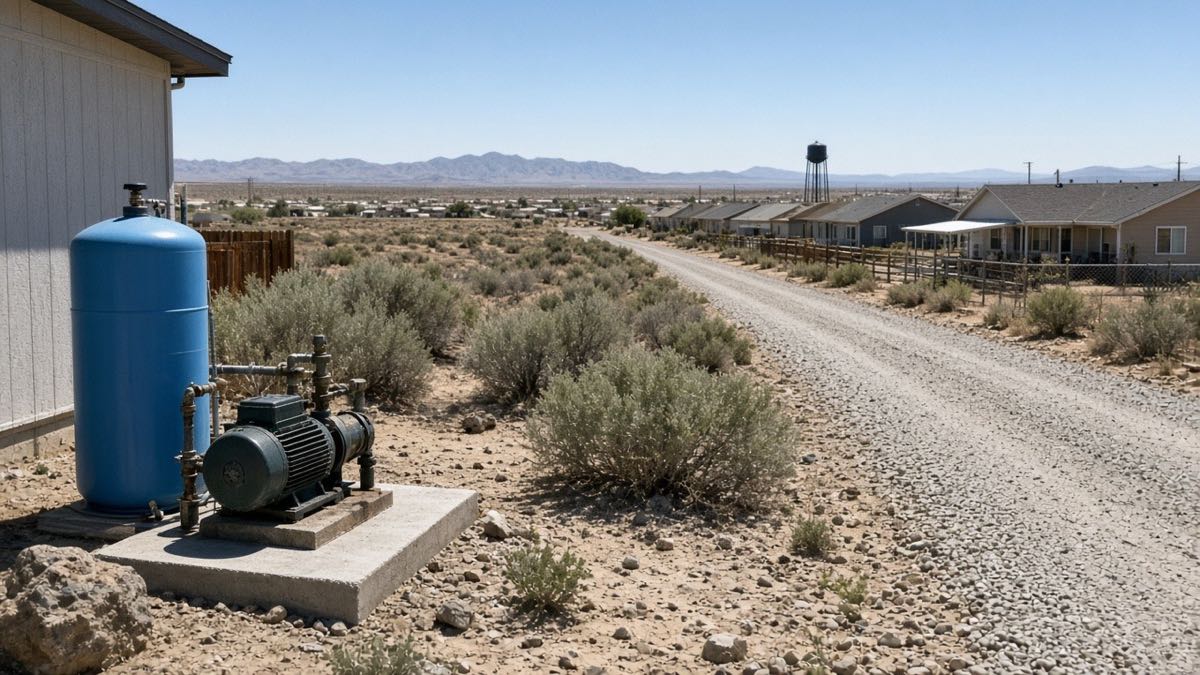 Fernley, Nevada: city water is treated groundwater; private wells are not.